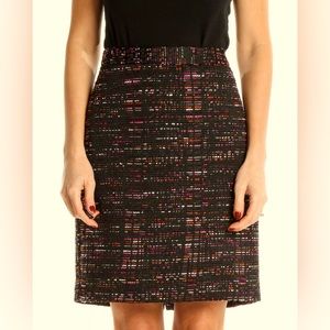 LOFT AnnTaylor Black Pink Tweed Chic A-Line Skirt